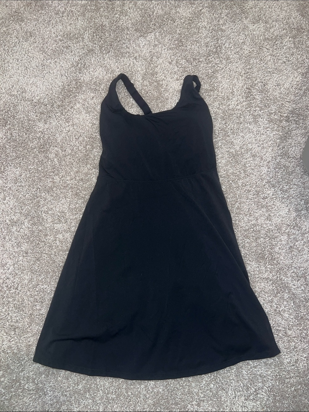 Black Mini Exercise Dress with Flattering A-Line Skirt